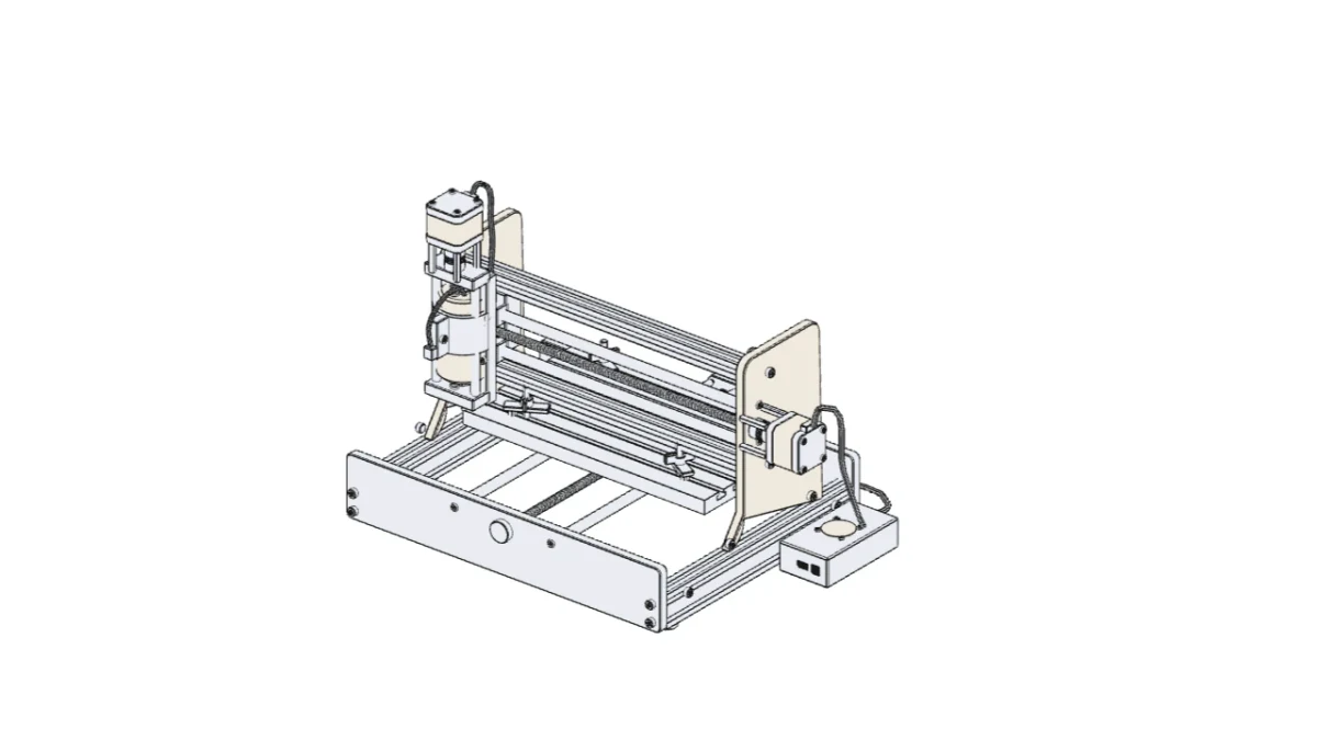 Line drawing of a 3018 desktop CNC router